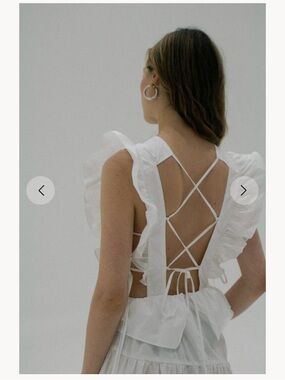 LSG Allina Liu • White Ruffle Side-Tie Midi Dress